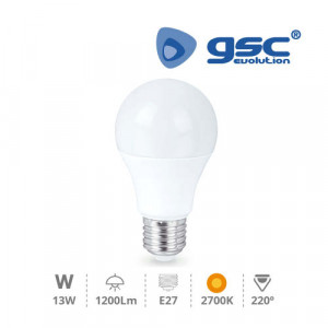 Lámpara  estándar  led 13W E-27 230V  3000K luz cálida gsc 