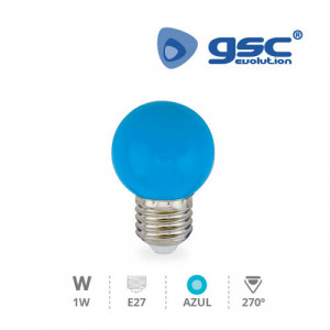 Lámpara esferica led  3W azul E-27 230V  gsc 