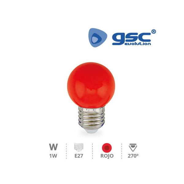 Lámpara esferica led  3W roja E-27 230V  gsc 