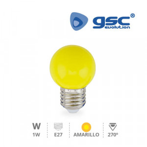 Lámpara esferica led  3W amarilla E-27 230V  gsc 