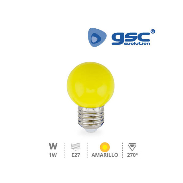Lámpara esferica led  3W amarilla E-27 230V  gsc 