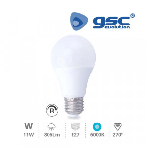 Lámpara  estándar  led  regulable 11W E-27 230V  6000K luz día gsc 
