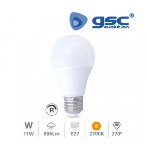 Lámpara  estándar  led  regulable 11W E-27 230V  3000K luz cálida gsc 