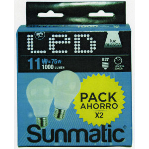 Pack lámpara  estándar led  11W E-27 230V 4200K  luz blanca  Sunmatic 