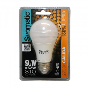 Lámpara  estándar led  9,5W E-27 230V 2700K  luz calida  Sunmatic 